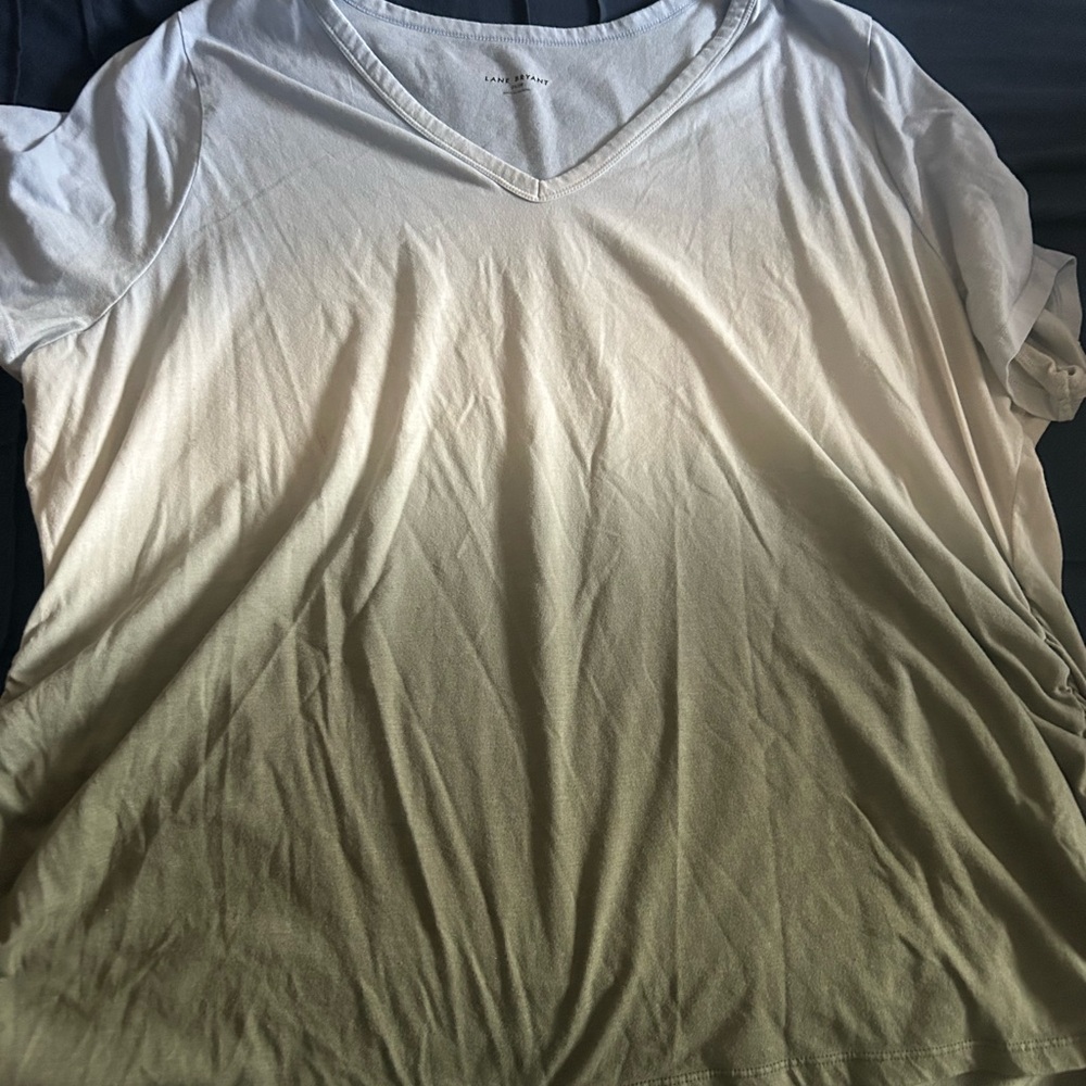 Lane Bryant Cream to White V-Neck Tee